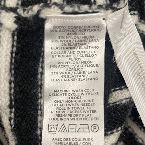 LOFT Mock Neck Turtleneck Front Tie Sweater Wool Blend Drop Shoulder Roomy SZ M - Picture 3 of 11